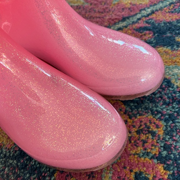 Cat & Jack | Girls Pink/Yellow Ombre Glitter CeCe Calf Length Rain Boots Size 4 - Picture 8 of 15